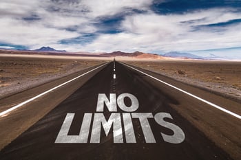 No Limits written on desert road